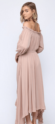 Fate Rayon layered off shoulder maxi dress 4621 - Robin Boutique-Boutique 