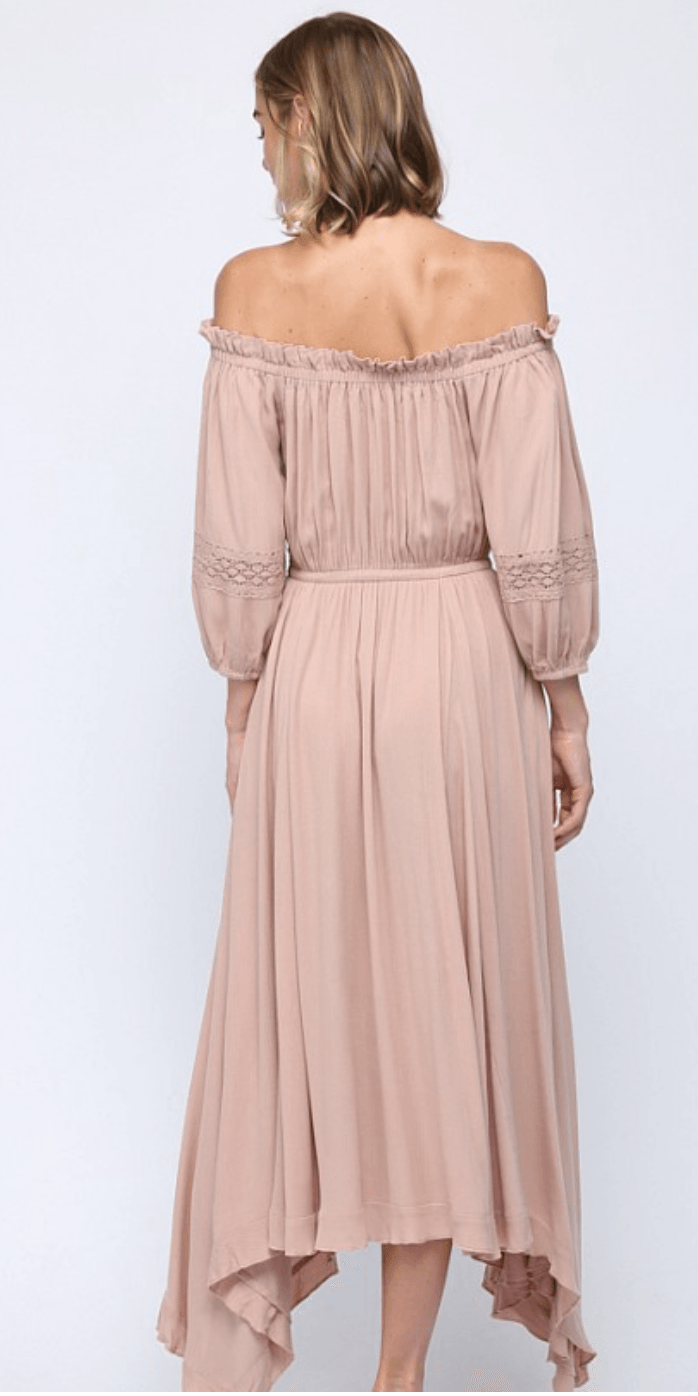 Fate Rayon layered off shoulder maxi dress 4621 - Robin Boutique-Boutique 