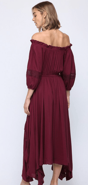 Fate Rayon layered off shoulder maxi dress 4621 - Robin Boutique-Boutique 