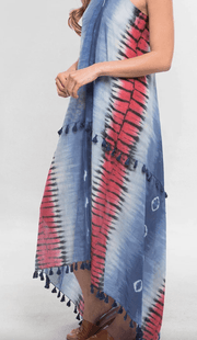 Tie Dye Halter Dress with Tassels and Front Ties. 70465W LS - Robin Boutique-Boutique 