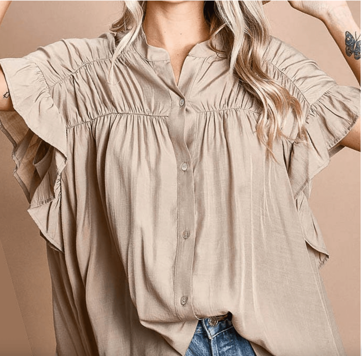BiBi Loose Fit Silky Blouse IP3910 - Robin Boutique-Boutique 