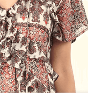 Mixed floral ruffle metallic print dress LS 71560WL - Robin Boutique-Boutique 