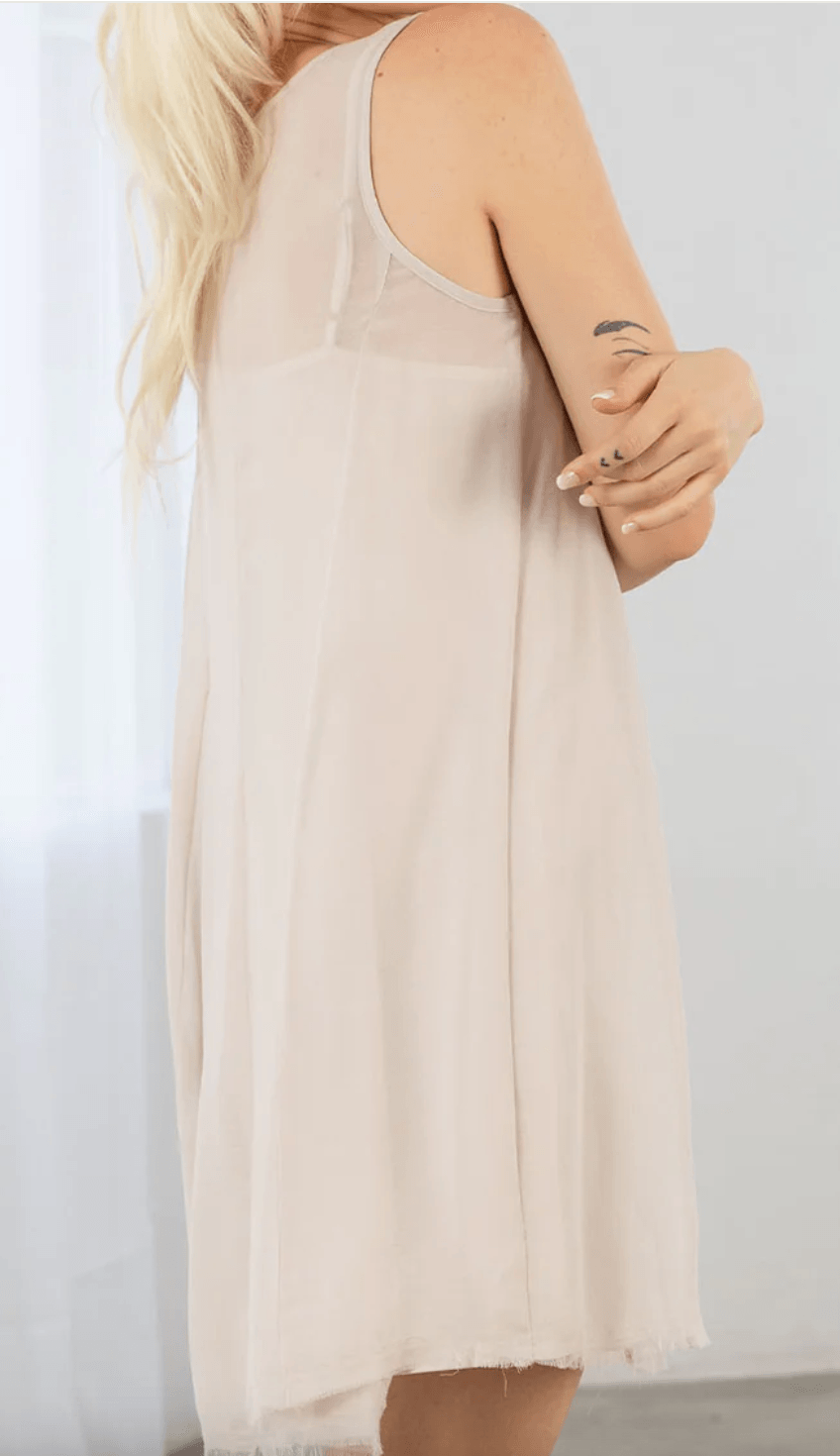 LS 72359WL Sheer Chiffon Sleeveless Tank Mini Dress - Robin Boutique-Boutique 
