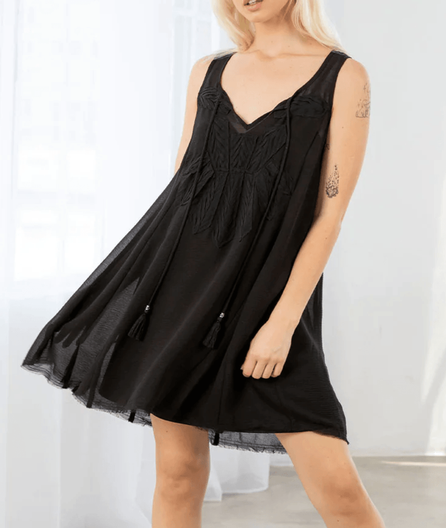 LS 72359WL Sheer Chiffon Sleeveless Tank Mini Dress - Robin Boutique-Boutique 