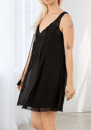 LS 72359WL Sheer Chiffon Sleeveless Tank Mini Dress - Robin Boutique-Boutique 
