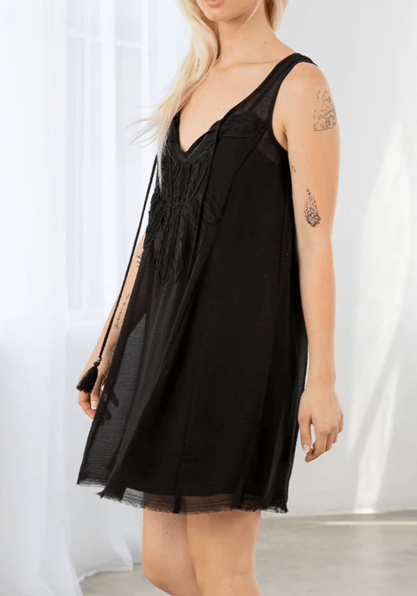 LS 72359WL Sheer Chiffon Sleeveless Tank Mini Dress - Robin Boutique-Boutique 