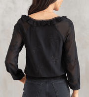 LS 13764WL Floral Embroidered Long Sleeve Cropped Blouse - Robin Boutique-Boutique 