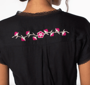 LS 13771W Embroidered Short Sleeve Wrap Front Top - Robin Boutique-Boutique 