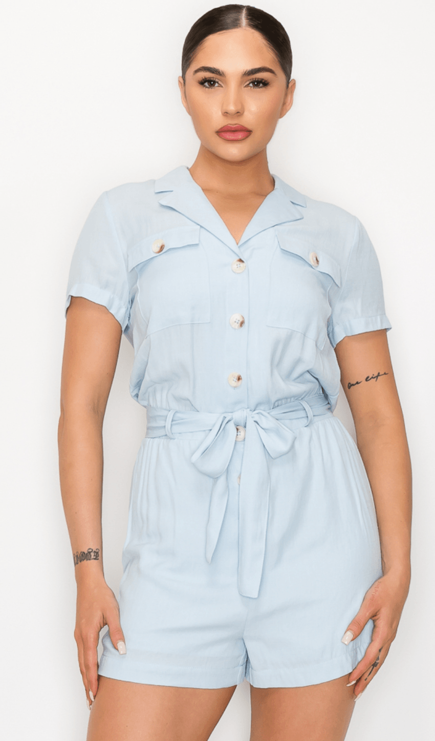 Haute Monde Button Down Romper HMP40572 - Robin Boutique-Boutique 