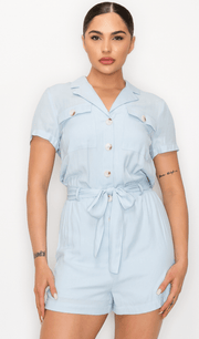 Haute Monde Button Down Romper HMP40572 - Robin Boutique-Boutique 