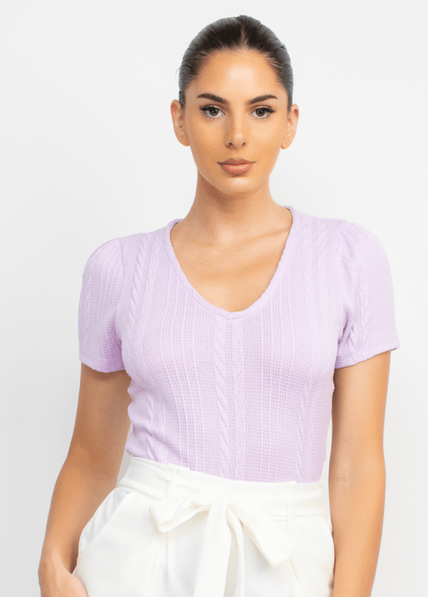 Haute Monde V-Neck Knit Top HMT56498 - Robin Boutique-Boutique 