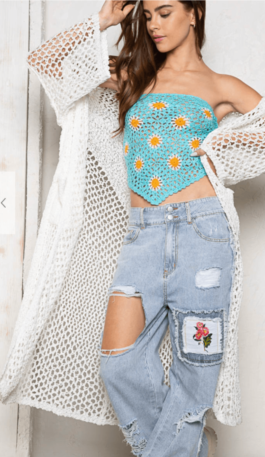 Long Sleeve lacey breathable kimono sweater by POL MST287 - Robin Boutique-Boutique 
