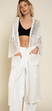Long Sleeve lacey breathable kimono sweater by POL MST287 - Robin Boutique-Boutique 