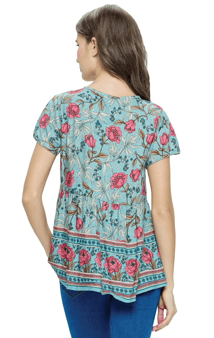 Yak Yeti Floral Ruffle Blouse 23144 - Robin Boutique-Boutique 