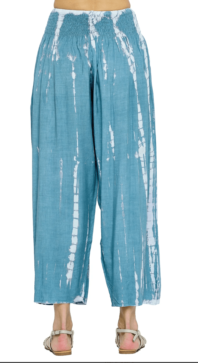 Yak Yeti Cropped Tye Dye Pants 23186-AQUA - Robin Boutique-Boutique 