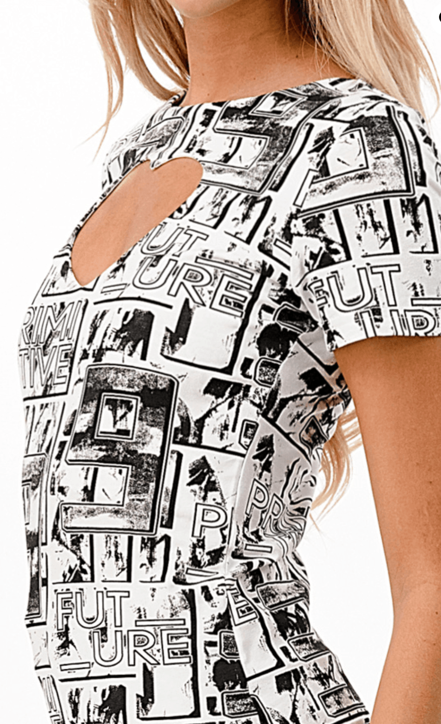 Lizette Blouse LC3568 Newsprint Black White - Robin Boutique-Boutique 