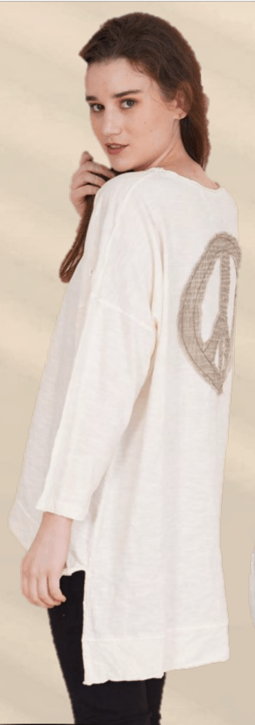 The Paperlace Distressed Smile Back Tee Cream One Size EI-05 - Robin Boutique-Boutique 