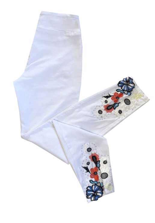 Ethyl Pull on Ankle Pants with stones & Embroidery 304W337 - Robin Boutique-Boutique 