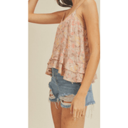 Cami Top with Floral and Flounce Design - Robin Boutique-Boutique 