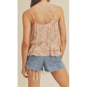 Cami Top with Floral and Flounce Design - Robin Boutique-Boutique 