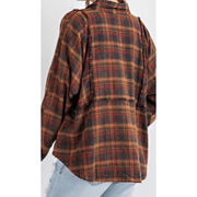 Long Sleeve Plaid Button Down Flannel Collared Shirt - Robin Boutique-Boutique 