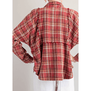 Long Sleeve Plaid Button Down Flannel Collared Shirt - Robin Boutique-Boutique 