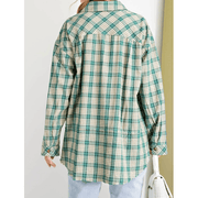 Long sleeve button down sage green flannel shirt - Robin Boutique-Boutique 