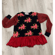 Repurposed Roses Long sleeve Sweater Size Large - Robin Boutique-Boutique    &.  Reloved Fabrics