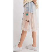 Natural Mesh Skirt with Butterfly Appliques - Robin Boutique