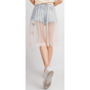 Natural Mesh Skirt with Butterfly Appliques - Robin Boutique