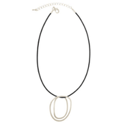 16" Black Leather & Silver or Grey Leather & Gold Pendant Necklace by Joy - Robin Boutique-Boutique 