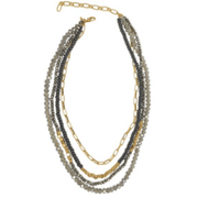 16" Four Row Bead & Crystal Chain Necklace by Joy - Robin Boutique-Boutique 