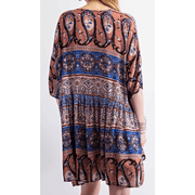 Short Sleeve V Neck Oversized Coral Blue Dress - Robin Boutique-Boutique 