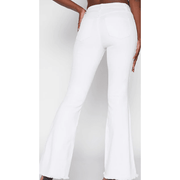 34" Long Inseam White Distressed Denim Bell Bottom Jeans - Robin Boutique-Boutique 