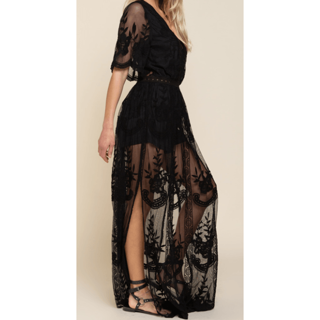Crochet Dress with Attached Shorts - Robin Boutique-Boutique 