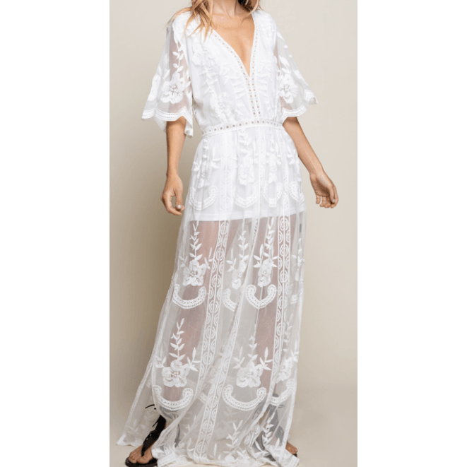 Crochet Dress with Attached Shorts - Robin Boutique-Boutique 