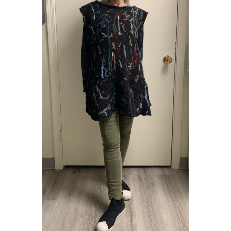 Black Wool felted sweater tunic vest in recycled fabrics - S/M/L -Measurements below. - Robin Boutique-Boutique 