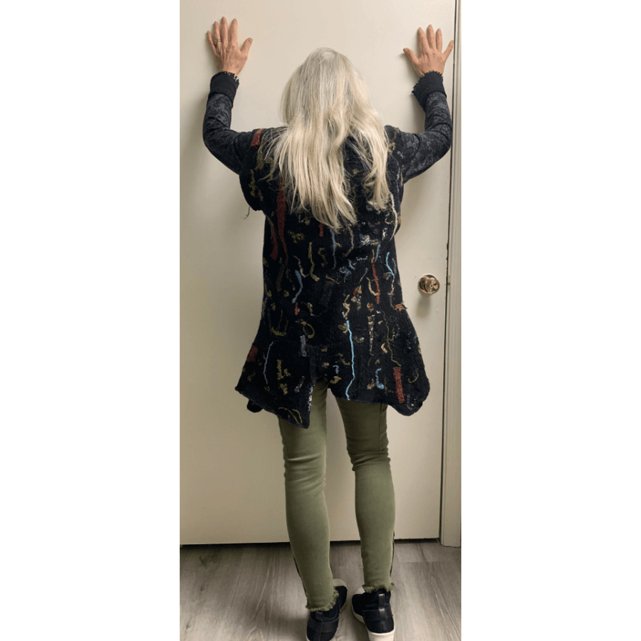 Black Wool felted sweater tunic vest in recycled fabrics - S/M/L -Measurements below. - Robin Boutique-Boutique 