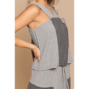 POL Stone Black Tank Top with Side Tie - Robin Boutique-Boutique 