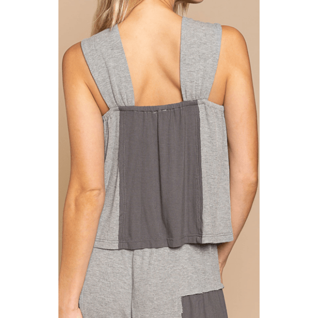 POL Stone Black Tank Top with Side Tie - Robin Boutique-Boutique 