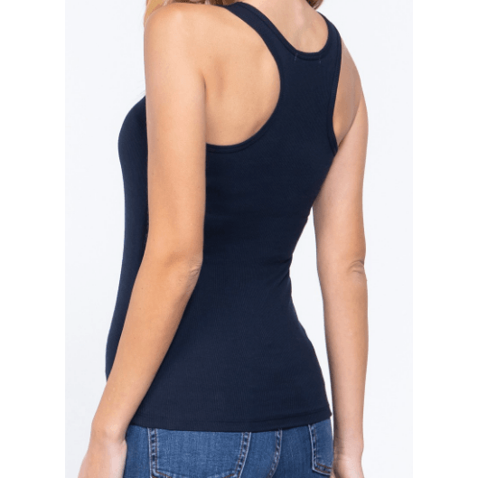 Rib Knit Tank Top with Racerback - Robin Boutique-Boutique 