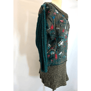 Green and brown wool pullover felted sweater jumper in recycled fabrics - Robin Boutique-Boutique 