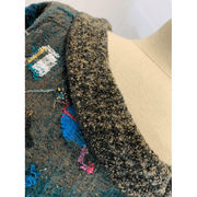 Green and brown wool pullover felted sweater jumper in recycled fabrics - Robin Boutique-Boutique 