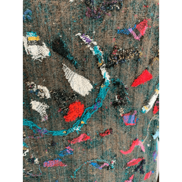 Green and brown wool pullover felted sweater jumper in recycled fabrics - Robin Boutique-Boutique 