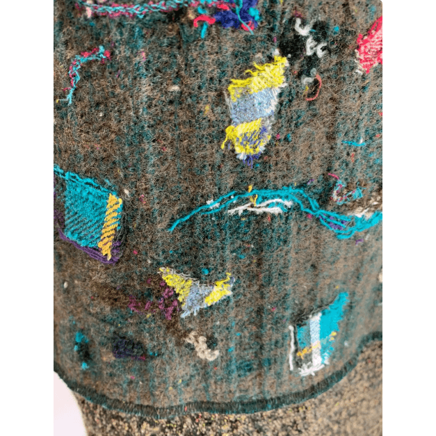 Green and brown wool pullover felted sweater jumper in recycled fabrics - Robin Boutique-Boutique 