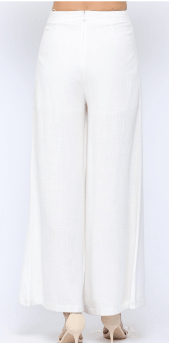 Linen Twist Front Waist Wide Leg Paints - Robin Boutique-Boutique 