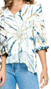 Tye-Dye Black Swirl Top with Burnout and Irregular Hem - Robin Boutique-Boutique 