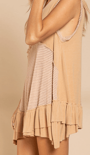 Sleeveless Sugar Beige Babydoll Dress - Robin Boutique-Boutique 