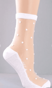 Polka Dot Mesh Socks in black and white 2928 - Robin Boutique-Boutique 