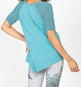 Short Sleeve Asymmetrical Mineral Wash with Contrast Raglan Sleeve Top - Robin Boutique-Boutique 